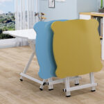 4-SOGA 2X White Minimalist Cat Ear Folding Table Indoor Outdoor Portable Stall Desk Home Decor