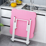 5-SOGA 2X White Minimalist Cat Ear Folding Table Indoor Outdoor Portable Stall Desk Home Decor