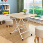 2-SOGA 2X Wood-Colored Dining Table Portable Square Surface Space Saving Folding Desk Home Decor