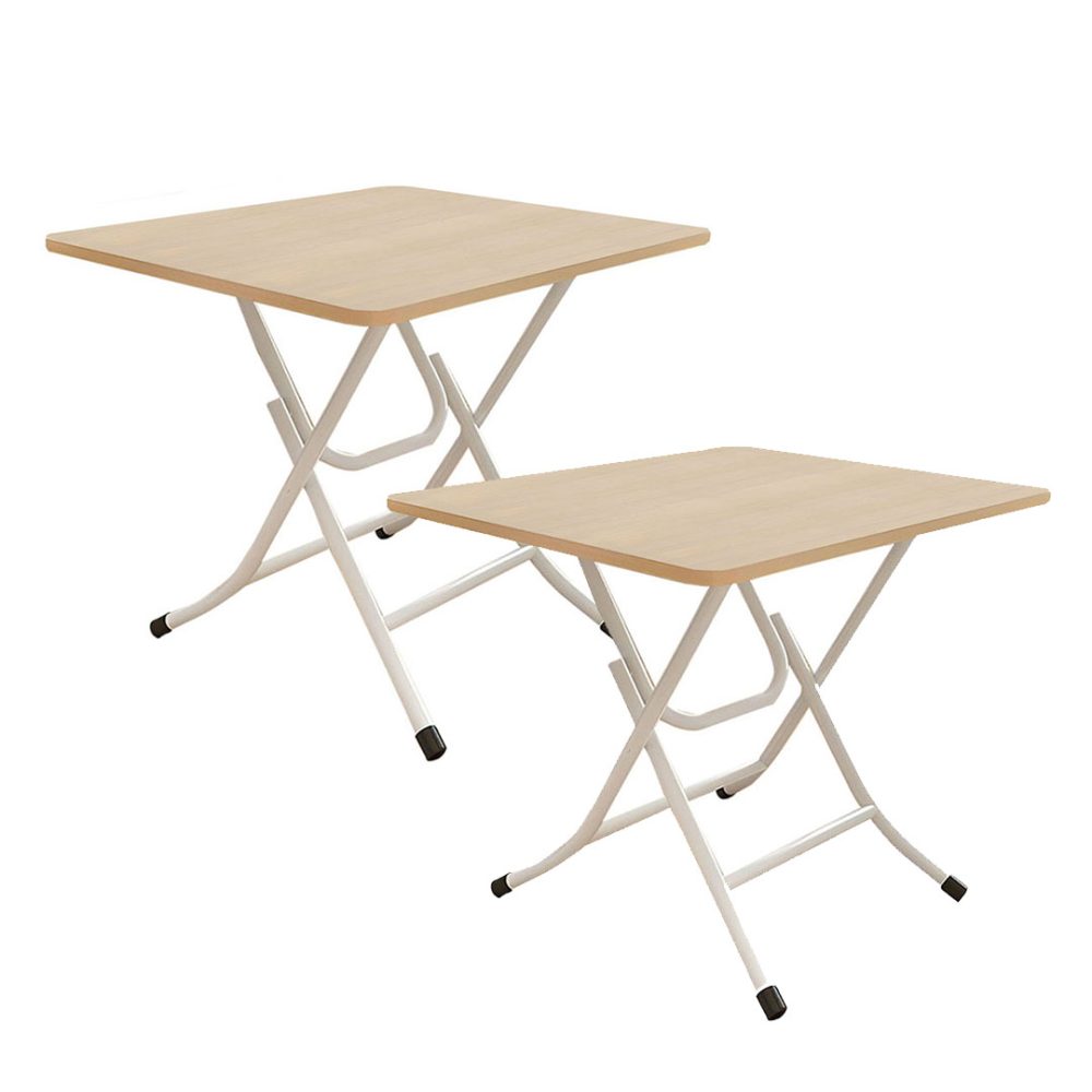 1-SOGA 2X Wood-Colored Dining Table Portable Square Surface Space Saving Folding Desk Home Decor