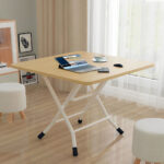 3-SOGA 2X Wood-Colored Dining Table Portable Square Surface Space Saving Folding Desk Home Decor