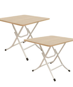 1-SOGA 2X Wood-Colored Dining Table Portable Square Surface Space Saving Folding Desk Home Decor