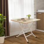 4-SOGA 2X Wood-Colored Dining Table Portable Square Surface Space Saving Folding Desk Home Decor