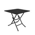 1-SOGA Black Dining Table Portable Square Surface Space Saving Folding Desk with Lacquered Legs Home Decor