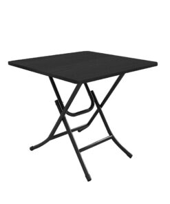 1-SOGA Black Dining Table Portable Square Surface Space Saving Folding Desk with Lacquered Legs Home Decor