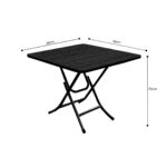 8-SOGA Black Dining Table Portable Square Surface Space Saving Folding Desk with Lacquered Legs Home Decor