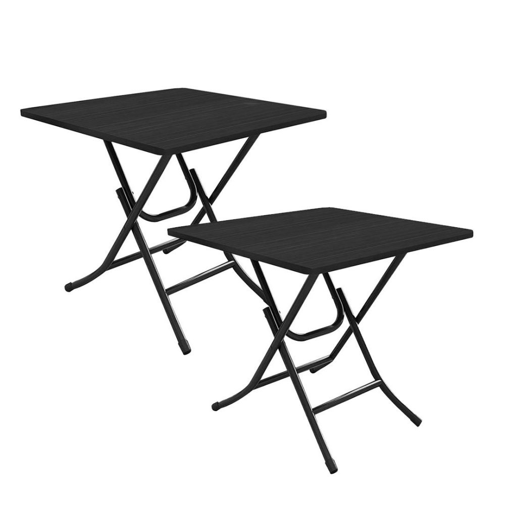 1-SOGA 2X Black Dining Table Portable Square Surface Space Saving Folding Desk with Lacquered Legs Home Decor