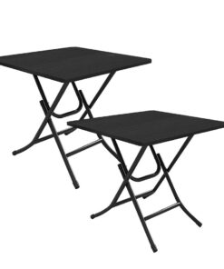 1-SOGA 2X Black Dining Table Portable Square Surface Space Saving Folding Desk with Lacquered Legs Home Decor