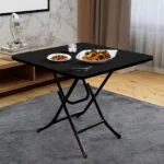 5-SOGA 2X Black Dining Table Portable Square Surface Space Saving Folding Desk with Lacquered Legs Home Decor