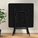 7-SOGA 2X Black Dining Table Portable Square Surface Space Saving Folding Desk with Lacquered Legs Home Decor