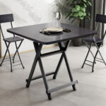 3-SOGA Black Dining Table Portable Square Surface Space Saving Folding Desk Home Decor