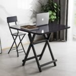5-SOGA Black Dining Table Portable Square Surface Space Saving Folding Desk Home Decor