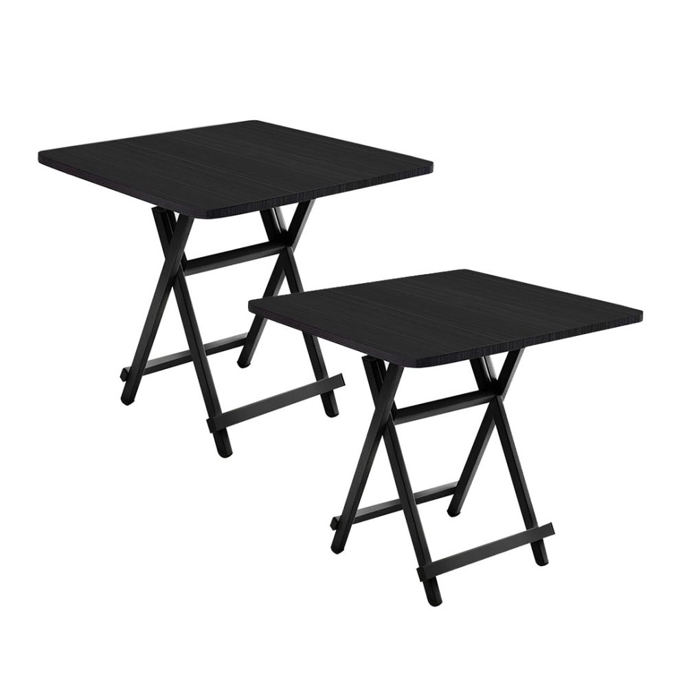 1-SOGA 2X Black Dining Table Portable Square Surface Space Saving Folding Desk Home Decor