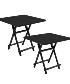 1-SOGA 2X Black Dining Table Portable Square Surface Space Saving Folding Desk Home Decor