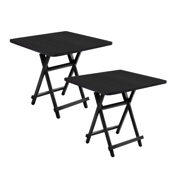 1-SOGA 2X Black Dining Table Portable Square Surface Space Saving Folding Desk Home Decor