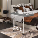 2-SOGA 40x80cm Gray Bedside Table Movable Bedroom Desk Student Computer Table