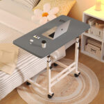 3-SOGA 40x80cm Gray Bedside Table Movable Bedroom Desk Student Computer Table