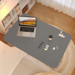 5-SOGA 40x80cm Gray Bedside Table Movable Bedroom Desk Student Computer Table