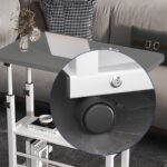8-SOGA 40x80cm Gray Bedside Table Movable Bedroom Desk Student Computer Table