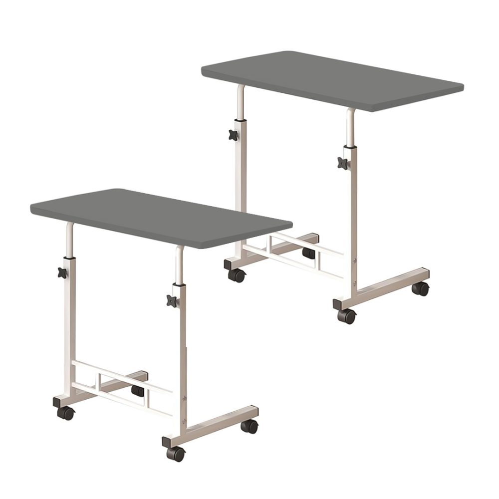 1-SOGA 2X 40x80cm Gray Bedside Table Movable Bedroom Desk Student Computer Table