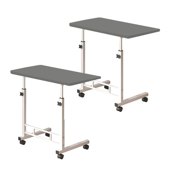 1-SOGA 2X 40x80cm Gray Bedside Table Movable Bedroom Desk Student Computer Table