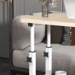 5-SOGA 40x80cm White Maple Bedside Table Movable Bedroom Desk Student Computer Table