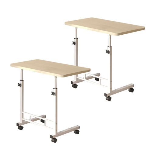 1-SOGA 2X 40x80cm White Maple Bedside Table Movable Bedroom Desk Student Computer Table