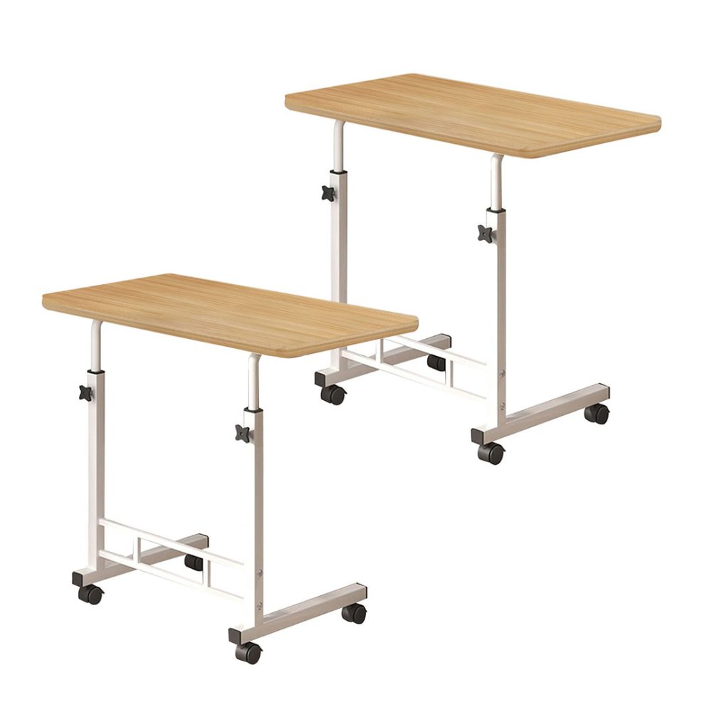 1-SOGA 2X 40x80cm Walnut Bedside Table Movable Bedroom Desk Student Computer Table