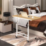 4-SOGA 2X 40x80cm Walnut Bedside Table Movable Bedroom Desk Student Computer Table