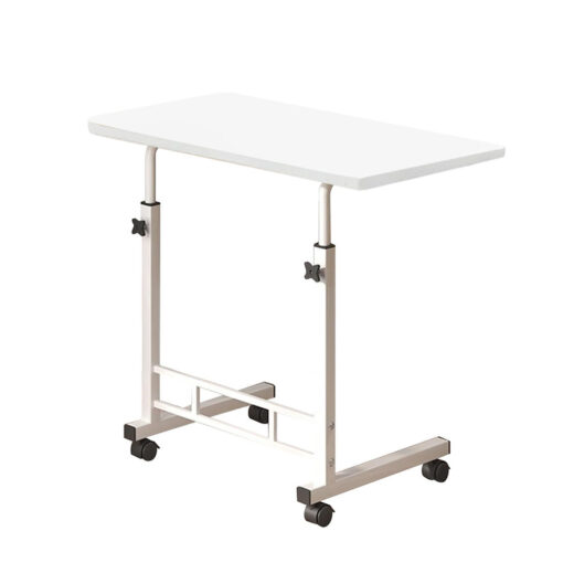 1-SOGA 40x80cm White Bedside Table Movable Bedroom Desk Student Computer Table