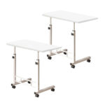 1-SOGA 2X 40x80cm White Bedside Table Movable Bedroom Desk Student Computer Table