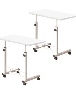 1-SOGA 2X 40x80cm White Bedside Table Movable Bedroom Desk Student Computer Table