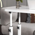 4-SOGA 2X 40x80cm White Bedside Table Movable Bedroom Desk Student Computer Table