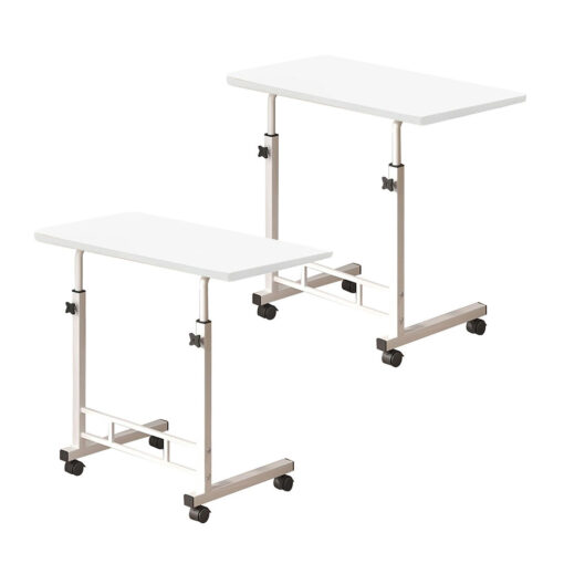 1-SOGA 2X 40x80cm White Bedside Table Movable Bedroom Desk Student Computer Table