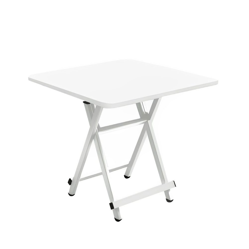 1-SOGA White Dining Table Portable Square Surface Space Saving Folding Desk with Lacquered Legs  Home Decor