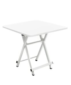 1-SOGA White Dining Table Portable Square Surface Space Saving Folding Desk with Lacquered Legs  Home Decor