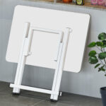 7-SOGA 2X White Dining Table Portable Square Surface Space Saving Folding Desk with Lacquered Legs  Home Decor