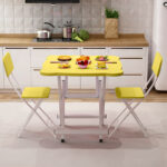 5-SOGA Yellow Minimalist Cat Ear Folding Table Indoor Outdoor Portable Stall Desk Home Decor