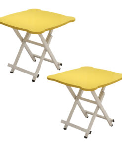 1-SOGA 2X Yellow Minimalist Cat Ear Folding Table Indoor Outdoor Portable Stall Desk Home Decor
