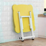 7-SOGA 2X Yellow Minimalist Cat Ear Folding Table Indoor Outdoor Portable Stall Desk Home Decor