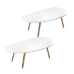 1-SOGA 2X 80x40cm White Living Room Nordic  Coffee Table Simple Modern Home Style