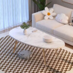 2-SOGA 80x40cm White Stone Pattern Living Room Nordic  Coffee Table Modern Style