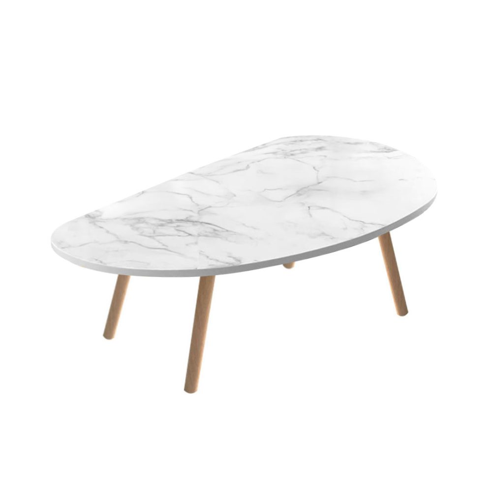 1-SOGA 80x40cm White Stone Pattern Living Room Nordic  Coffee Table Modern Style