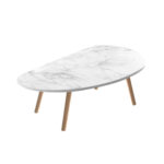1-SOGA 80x40cm White Stone Pattern Living Room Nordic  Coffee Table Modern Style