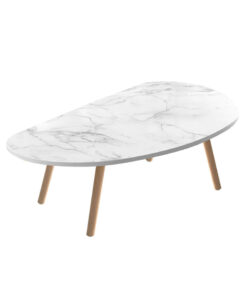 1-SOGA 80x40cm White Stone Pattern Living Room Nordic  Coffee Table Modern Style