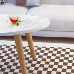 6-SOGA 80x40cm White Stone Pattern Living Room Nordic  Coffee Table Modern Style