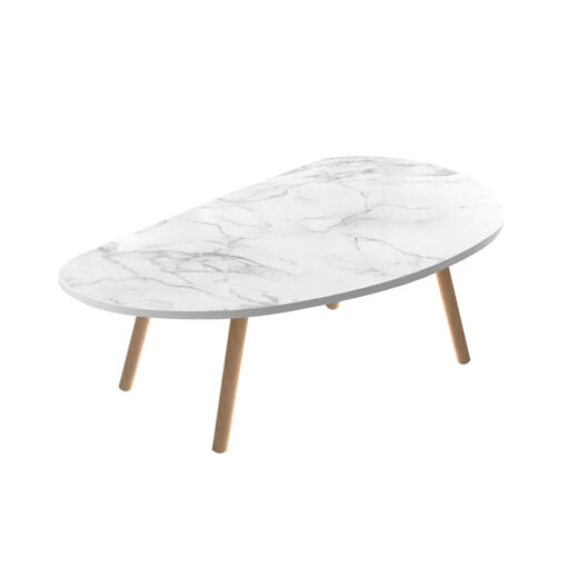 1-SOGA 80x40cm White Stone Pattern Living Room Nordic  Coffee Table Modern Style