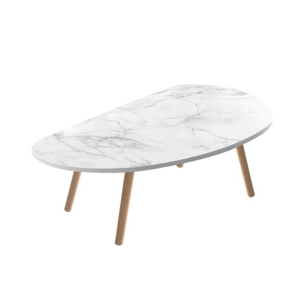 1-SOGA 80x40cm White Stone Pattern Living Room Nordic  Coffee Table Modern Style