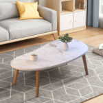 3-SOGA 2X 80x40cm White Stone Pattern Living Room Nordic  Coffee Table Modern Style