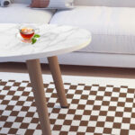 6-SOGA 2X 80x40cm White Stone Pattern Living Room Nordic  Coffee Table Modern Style